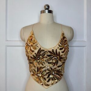 Le Chateau gold sequin top